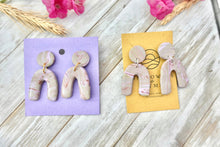 Load image into Gallery viewer, tan and pink marble arch earrings
