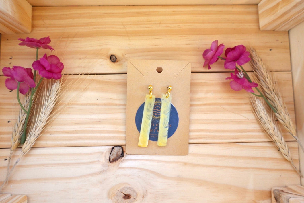 Yellow bar dangle earrings