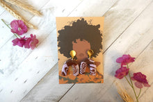 Load image into Gallery viewer, Pink and Brown marbled polymer clay earrings

