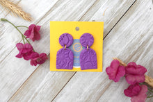 Load image into Gallery viewer, Purple pink dangle earring
