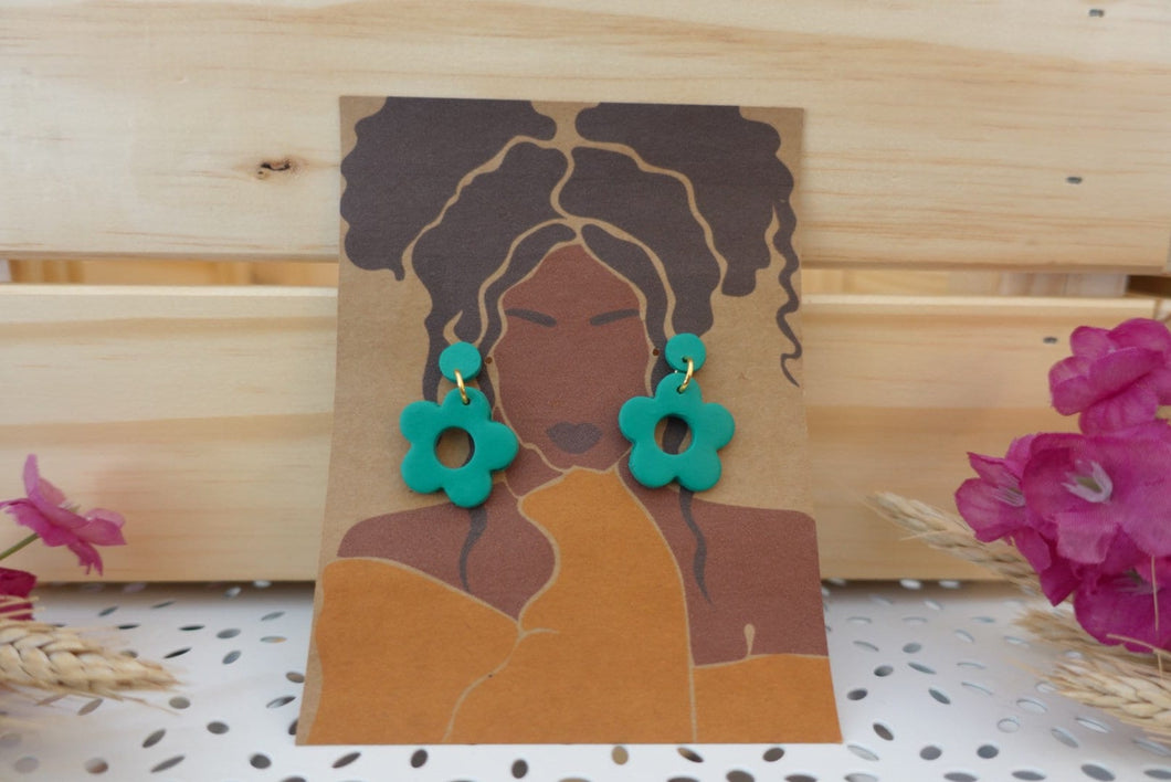 Small Teal flower earrings