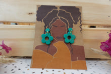 Load image into Gallery viewer, Small Teal flower earrings
