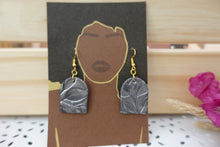 Load image into Gallery viewer, Silver leaf textured arch dangle earrings
