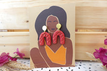 Load image into Gallery viewer, Redish orange Arch textured polymer clay earrings!
