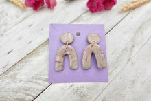 Load image into Gallery viewer, tan and pink marble arch earrings
