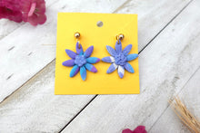 Load image into Gallery viewer, Purple Blue Flower earrings
