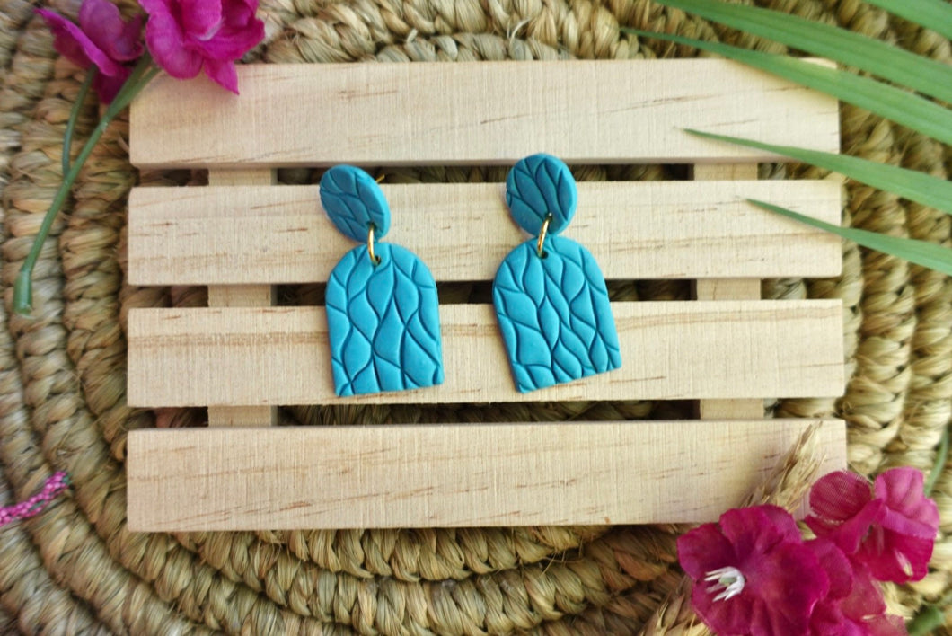 Textured Blue arch Dangle earrings