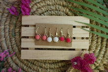 Load image into Gallery viewer, Round beaded small dangle hoop earrings
