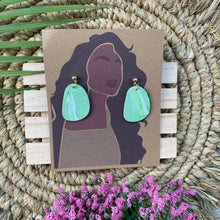 Load image into Gallery viewer, Light green and white dangle earrings
