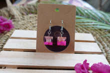 Load image into Gallery viewer, Pink dangle cube earrings
