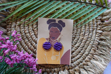 Load image into Gallery viewer, Purple zebra hexagon print hoop earrings
