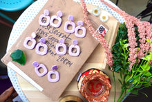 Load image into Gallery viewer, Purple lavender retro square dangle earrings
