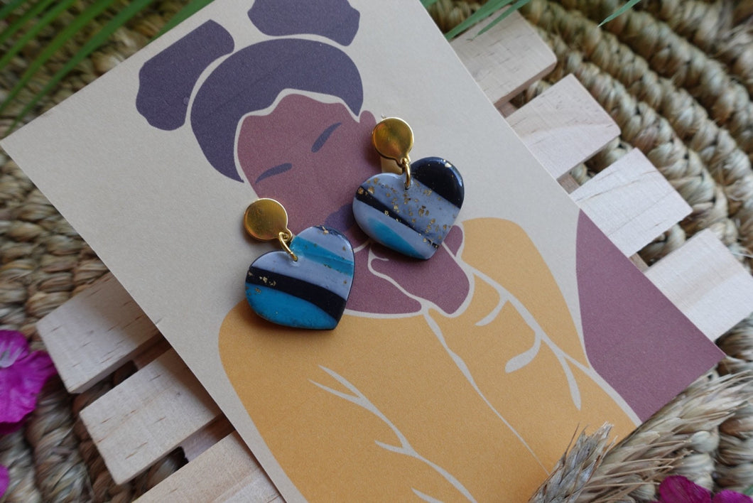 Marbled heart earrings