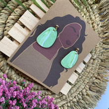 Load image into Gallery viewer, Light green and white dangle earrings
