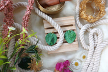 Load image into Gallery viewer, Green marbled shell earrings
