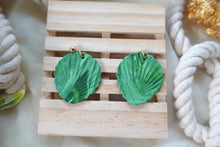Load image into Gallery viewer, Green marbled shell earrings
