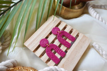 Load image into Gallery viewer, Textured dark fuschia arch earrings | dark pink | pink | pinkish plum
