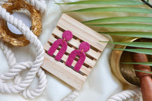 Load image into Gallery viewer, Textured dark fuschia arch earrings | dark pink | pink | pinkish plum
