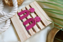 Load image into Gallery viewer, Textured dark fuschia arch earrings | dark pink | pink | pinkish plum
