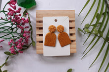 Load image into Gallery viewer, Handmade Gold textured print arch earrings
