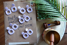 Load image into Gallery viewer, Purple lavender retro square dangle earrings
