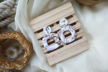 Load image into Gallery viewer, White marble print square dangle earrings
