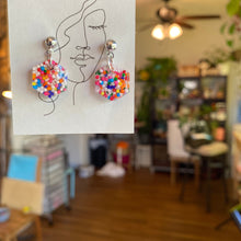 Load image into Gallery viewer, Small hexagon mini  sprinkle Earrings | resin jewelry | Handmade
