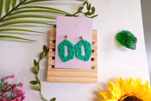Load image into Gallery viewer, Leopard print greenish earrings | polymer clay | handmade
