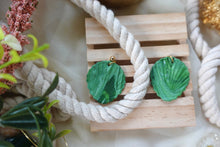 Load image into Gallery viewer, Green marbled shell earrings
