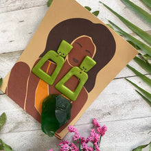 Load image into Gallery viewer, Lime Green retro Dangle Earrings | polymer clay |
