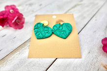 Load image into Gallery viewer, Greenish turquoise heart earrings
