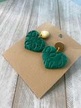 Load image into Gallery viewer, Greenish turquoise heart earrings
