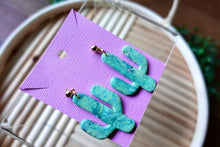Load image into Gallery viewer, Green Cactus earrings | handmade |polymer clay
