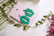 Load image into Gallery viewer, Leopard print greenish earrings | polymer clay | handmade

