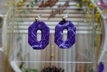 Load image into Gallery viewer, Purple and white marble polymer clay earrings
