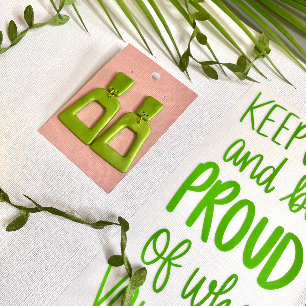 Lime Green retro Dangle Earrings | polymer clay |