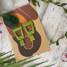 Load image into Gallery viewer, Lime Green retro Dangle Earrings | polymer clay |
