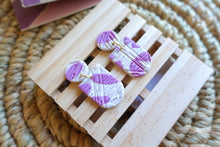 Load image into Gallery viewer, Purple and white Dangle textured earrings
