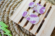 Load image into Gallery viewer, Purple and white Dangle textured earrings
