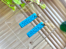 Load image into Gallery viewer, Light blue dangle leopard print | polymer clay earrings | handmade |
