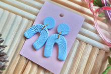 Load image into Gallery viewer, Light blue textured arch earrings | handmade | polymer clay earrings | lightweight |
