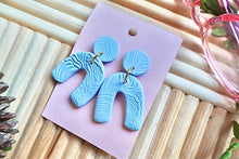 Load image into Gallery viewer, Light blue textured arch earrings | handmade | polymer clay earrings | lightweight |
