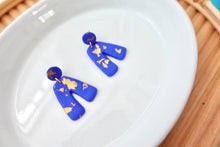 Load image into Gallery viewer, White | square textured | polymer clay dangle earrings
