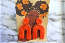 Load image into Gallery viewer, Orange XL Extra large arch polymer clay earrings earrings |
