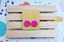 Load image into Gallery viewer, Pink wood textured hot pink studs
