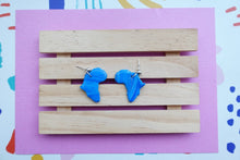 Load image into Gallery viewer, Small Blue and white Africa earrings
