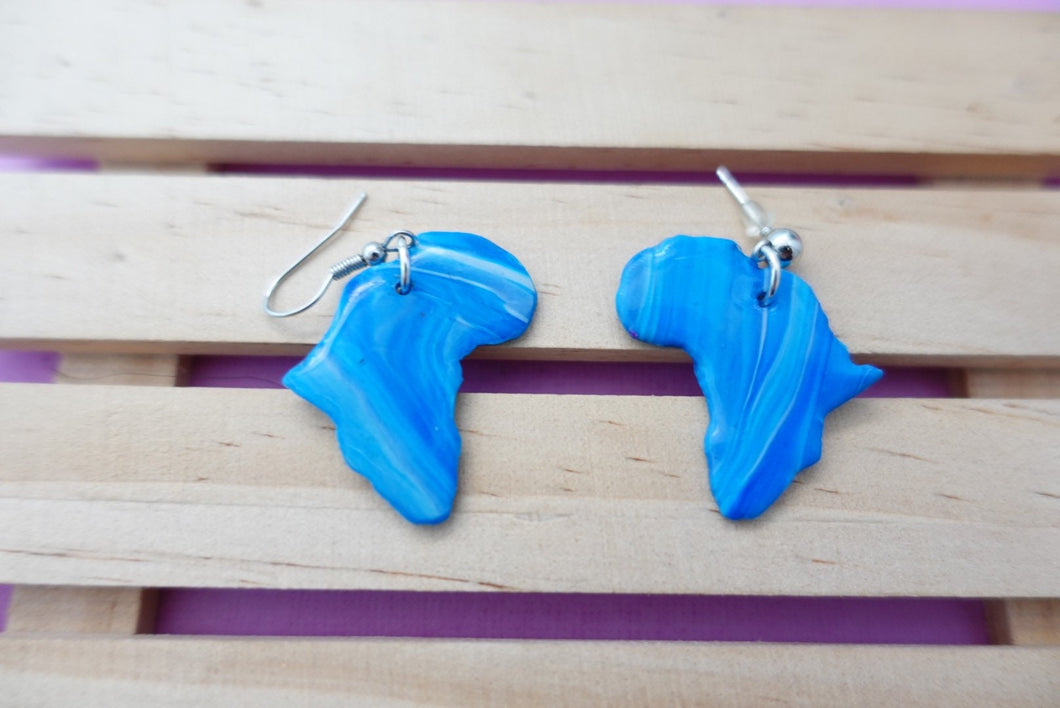 Small Blue and white Africa earrings