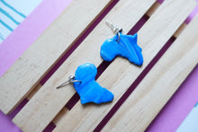 Load image into Gallery viewer, Small Blue and white Africa earrings
