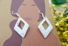 Load image into Gallery viewer, White Diamond shaped resin earrings |
