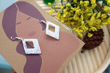 Load image into Gallery viewer, White Diamond shaped resin earrings |
